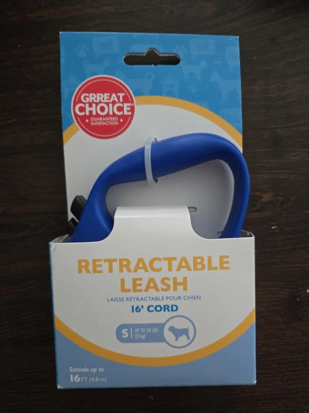 Great Choice Retractable Dog Leash 16ft Cord Up to 20 lbs